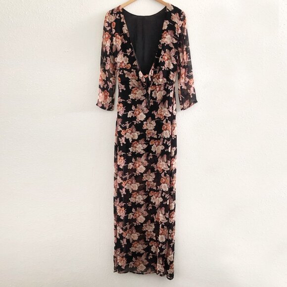 FOR LOVE & LEMONS Autumn Maxi Dress Midnight Floral Size Small - Picture 4 of 13